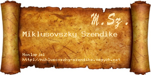 Miklusovszky Szendike névjegykártya